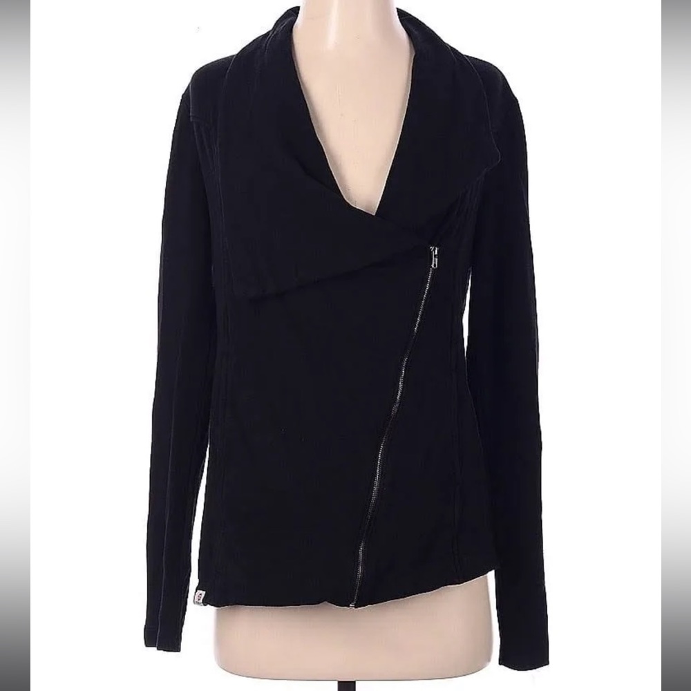 Vimmia black asymmetric zip up sweatshirt sz M